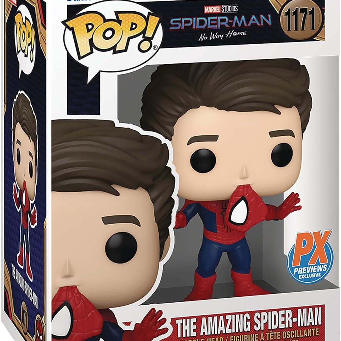 Funko Pop! packaging featuring a Spider-Man figure with PX Exclusive label